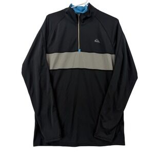 Quiksilver Pullover Mens Large Black Gray 1/4 Zip Long Sleeve ST/COMP Athletic